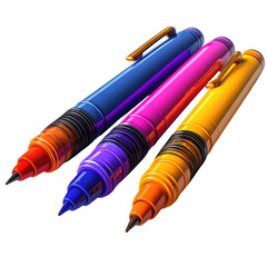 Vivid markers, angled, on black. Intense hues create a polished appearance