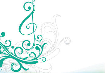 Curving musical staff with scattered eighth and sixteenth notes vector © Kalidasi