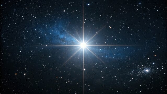 A single impossibly bright star burns alone in the vast, dark expanse of the universe, creating a brilliant celestial spectacle.