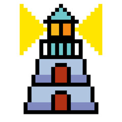 lighthouse in pixel art style