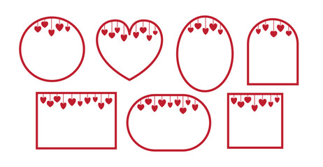 Romantic frames with hearts, Geometry frame with heart, Valentine's Day decorative frame element for invitations, greeting cards, scrapbooking, sticker, decorative etc. vector illustration