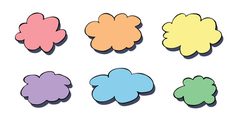 Set of hand drawn speech bubble Blank empty message box Textbox frame for banners, price tags, stickers, design