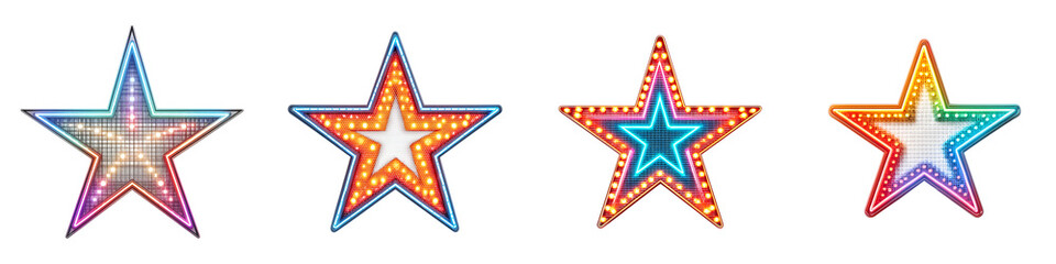 Obraz premium Retro Star Marquee Sign Set on White