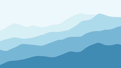 Abstract Blue Mountain Landscape Layers Minimalist Design. © loxia stock image