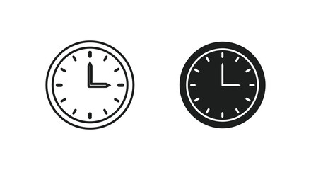 Fototapeta premium Two simple analog clocks displaying different times a minimalist graphic design silhouette