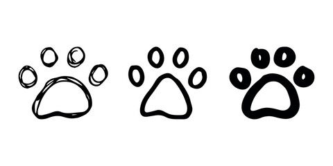 Set of hand drawn cute cat's paw Cat, dog, animal footprint in doodle style Single element for print, web, design, decor, greeting cards, children's prints © Daria Shane