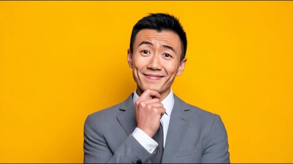 Pensive asian businessman thinking about a problem and then finding a creative solution - Powered by Adobe