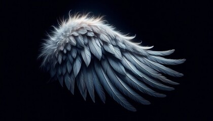 Beautiful white angel wings against a black background.