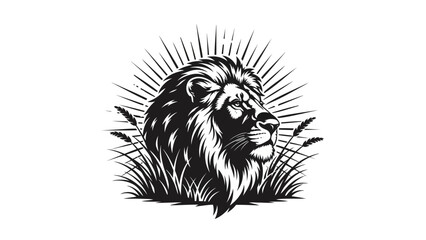 Obraz premium Majestic Lion Head Profile with Intense Gaze and Mane.