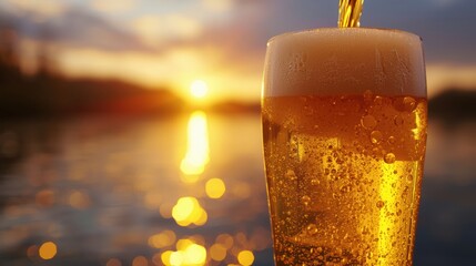 Sunset beer by the lake