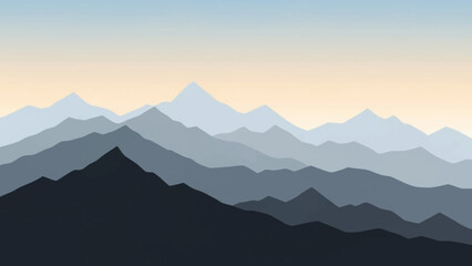 Fototapeta premium Majestic mountain range silhouette at dawn with layers of blue and grey peaks.