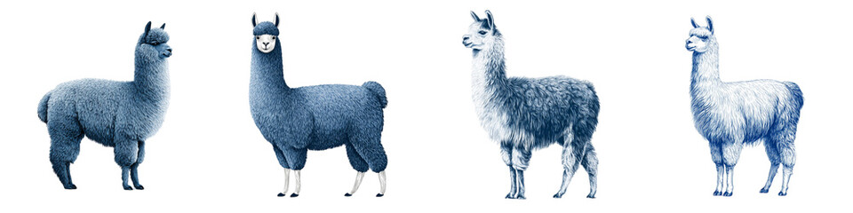 Fototapeta premium Llama Illustration Set: Cute Animal Collection