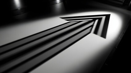 Spotlight illuminates a bold arrow shadow on a minimalist surface, symbolizing direction, progress, and future