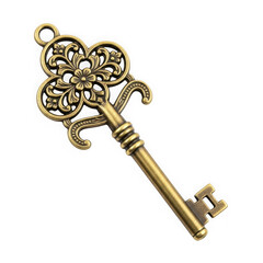 Antique brass key isolated on transparent background