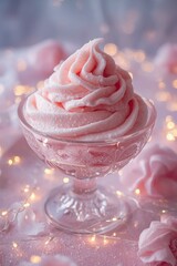 Delicate pink swirl dessert in glass