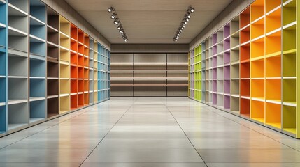 Colorful Retail Store Shelving Design.