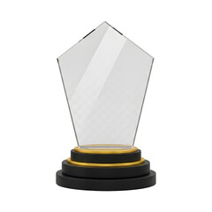 Transparent Glass Trophy with Elegant Gold and Black Base