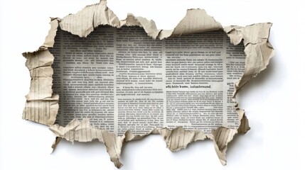 Torn Antique Newspaper Fragment.