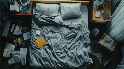 Messy Bedroom A TopDown View.