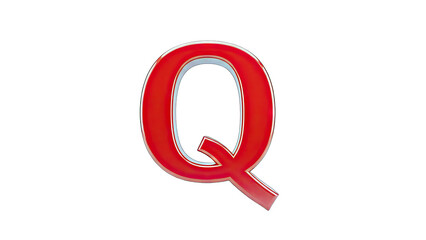 Red Letter Q Isolated on White Background