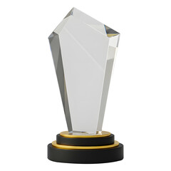Crystal Trophy Award with Gold and Black Base