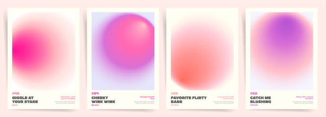 Romantic colorful gradient posters collection for Valentines Day. Vibrant blurred shapes and smooth transitions for love banners, flyers, covers, modern wall art and creative holiday layouts.