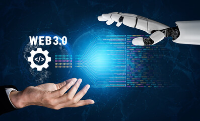 The concept of AI development and decentralized data processing in Web 3.0. The flow of information and code in the next generation AI internet. Motif