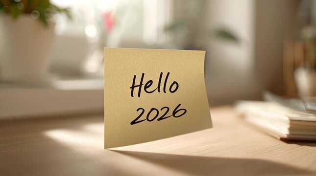 Hello 2026 A Fresh Start with a Reminder on a Sticky Note