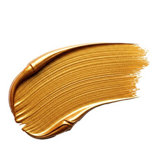 Golden Paint Brush Stroke Texture Isolated on White Background