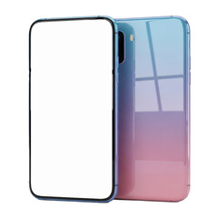 Gradient Color Smartphone with Blank Screen Isolated on White Background