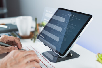 Filling out resume form on touchscreen device