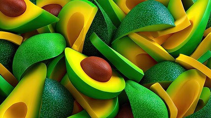 Fresh avocado slices composition overhead view healthy food concept