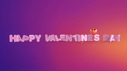 Happy Valentine's Day 3D text with balloon