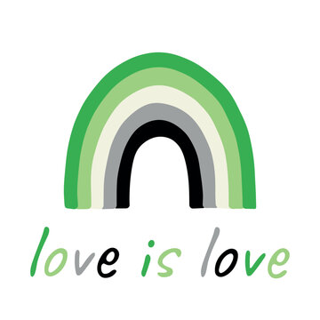 Colorful rainbow shape Aromantic pride flag Happy pride day LGBTQIA community Pride Month Vector hand drawn doodle for posters, stickers, logo, cards