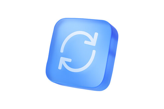 Two arrows icon button, representing update, isolated on a white background