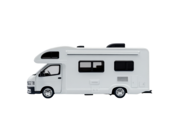 White camper for recreation and travel on a transparent background