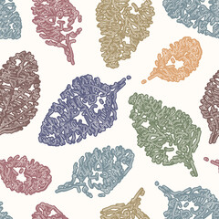 An elegant seamless vector pattern featuring intricate leaf silhouettes with detailed internal textures. Perfect for botanical-themed textiles, wallpaper, and modern home decor