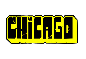 textured graffiti letter CHICAGO city name blockbuster style design