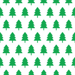 Obraz premium Seamless pattern of green Christmas trees simple flat vector illustration for holiday backgrounds and festive design isolated on white EPS vector