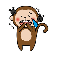 虫歯を痛がる猿