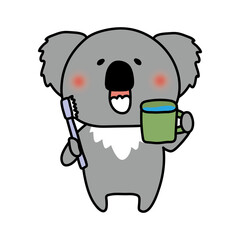 歯磨きでうがいをするコアラ