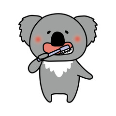 歯磨きをするコアラ