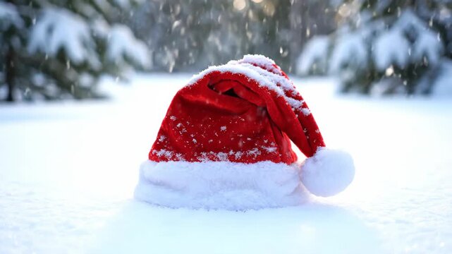 Santa Hat On Snow