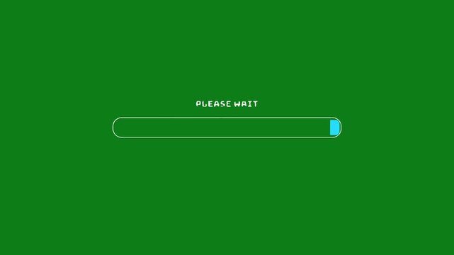 Loading screen with please wait message on green background