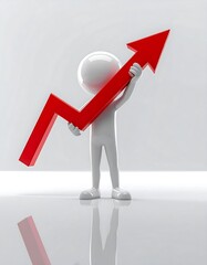 Modern figure presenting financial upward graph arrow in reflective environment high resolution picture