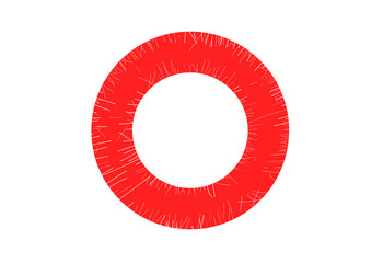 A vintage red circle with transparent edge lines, classic distressed style, designed as PNG with transparent background for graphic and branding use.
