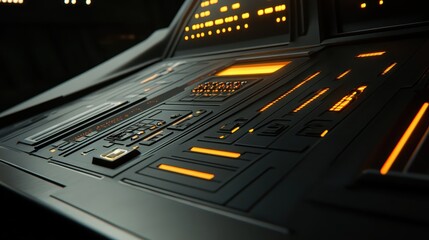 Close up of a secure futuristic communication console