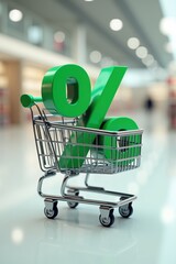 Shopping cart with large percent sign