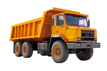 Big yellow dump truck on a transparent background