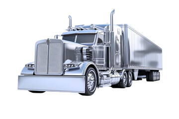 3d rendering of a modern semi-trailer truck on transparent background
